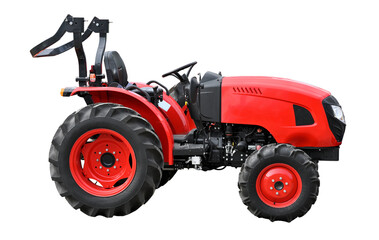 Big red tractor isolated