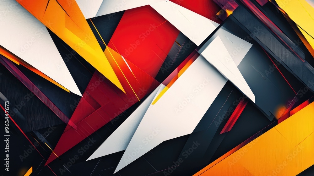 Fototapete bold geometric abstract background featuring sharp angles and contrasting colors, creating a modern 