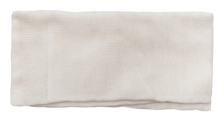 Obraz premium A piece of white mesh fabric on a white background. Isolate a crumpled piece of fabric