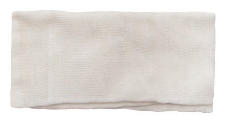 A piece of white mesh fabric on a white background. Isolate a crumpled piece of fabric