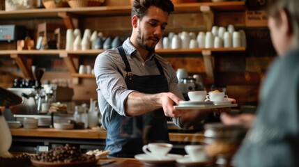 Fototapeta premium The Barista Serving Coffee