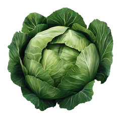 Obraz premium A large green cabbage with a white background. The cabbage is the main focus of the image and it is fresh and healthy