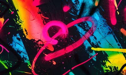 Vibrant Abstract Graffiti Art Colorful Neon Splashes Creativity Expression. AI Generated
