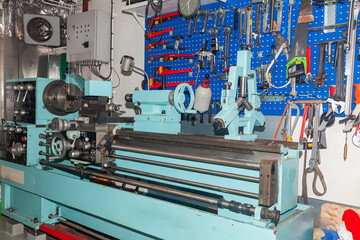 Professional lathe in the workshop.