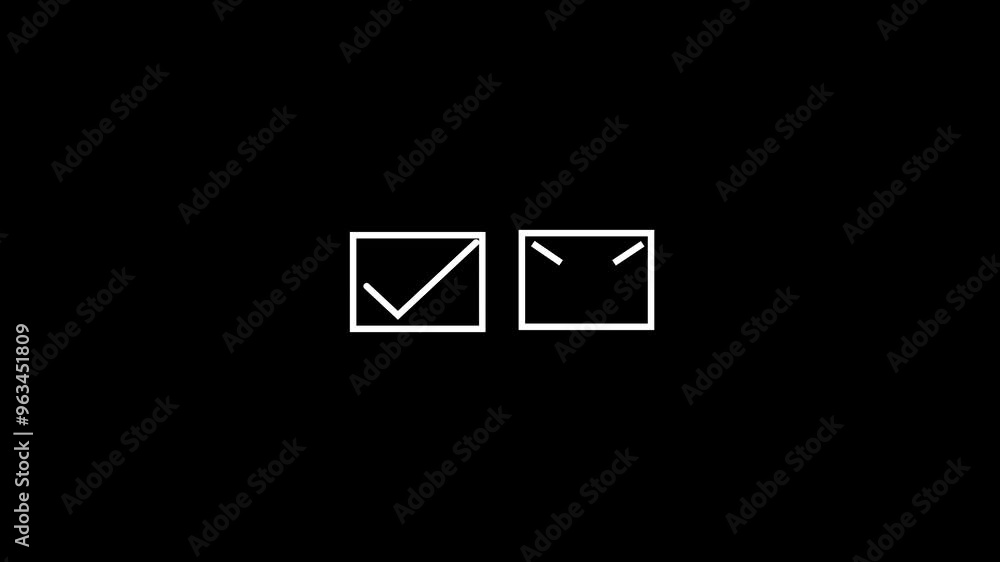 Poster check mark cross icon animation on black background