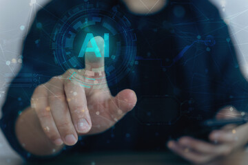 AI Artificial Intelligence people using technology and AI application AI chat and control technology, Automatic intelligence in the further.