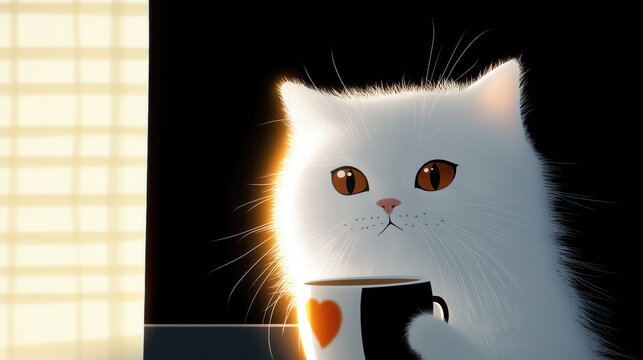 Katze mit Tasse