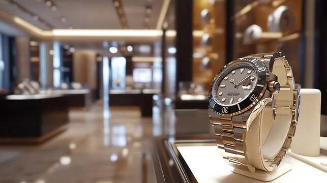 Luxury  Watch Displayed in a High-End Retail Store