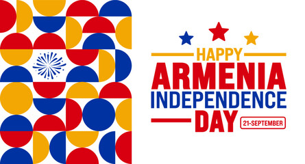 21 September Armenia independence day geometric shape pattern background or banner design template. Holiday concept. Template for background, banner, card, poster, placard, design. eps 10