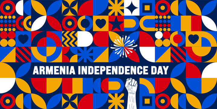 21 September Armenia independence day geometric shape pattern background or banner design template. Holiday concept. Template for background, banner, card, poster, placard, design. eps 10 - Powered by Adobe