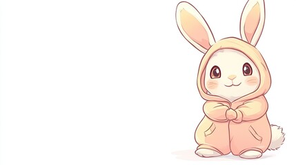 Obraz premium Cute Bunny in Anime Onesie Costume
