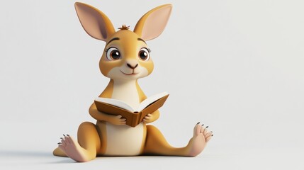 A cute cartoon rabbit reading a book, promoting literacy and imagination.