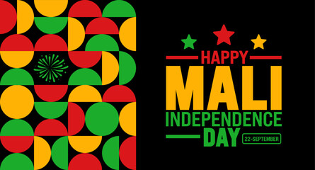 22 September Mali independence day geometric shape pattern background or banner design template. Holiday concept. Template for background, banner, card, poster, placard, design. eps 10