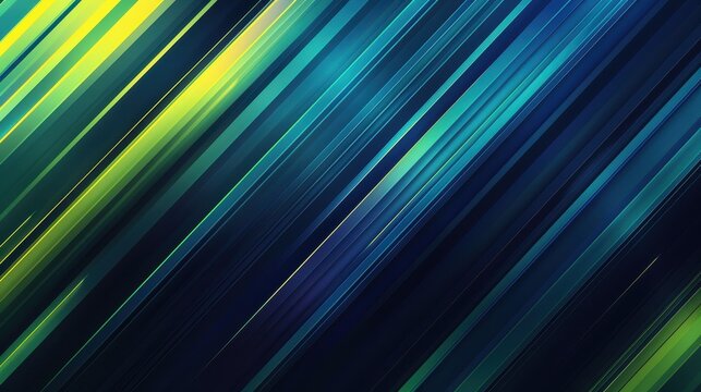 Digital abstract with a design featuring a series of parallel lines in various shades of green and blue