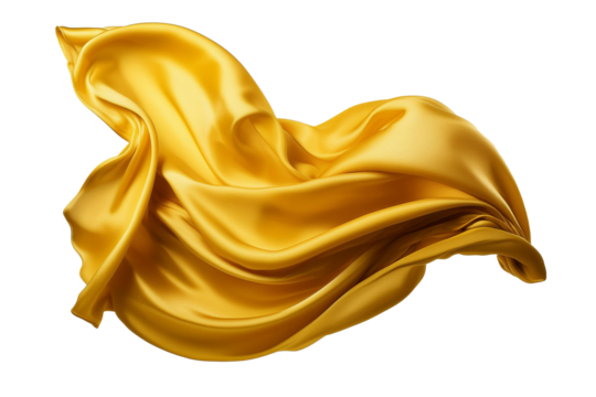 yellow silk Cloth Floating, cut out
