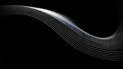 A sleek, abstract wave design on a dark background, emphasizing fluidity and movement.