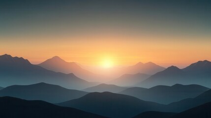 Obraz premium Beautiful sunrise over mountains, nature element, digital painting, natural colors, isolated on white background