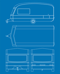 Caravan blueprint for graphic resource. Vector eps 10