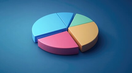 Fototapeta premium Interactive 3D pie chart displaying various financial categories, with animated segments and labels for a dynamic presentation