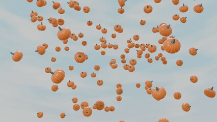 pumpkin splash on sky background