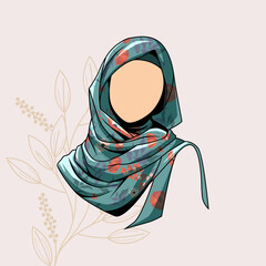 Muslim women hijab  template for graphic resources. Vector eps 10