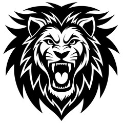 Angry Lion Face Silhouette line art vector illustration art