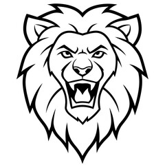 Obraz premium Angry Lion Face Silhouette line art vector illustration art