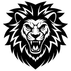 Angry Lion Face Silhouette line art vector illustration art