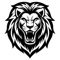 Angry Lion Face Silhouette line art vector illustration art