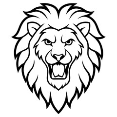 Obraz premium Angry Lion Face Silhouette line art vector illustration art