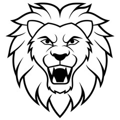 Angry Lion Face Silhouette line art vector illustration art