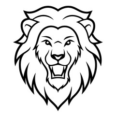 Angry Lion Face Silhouette line art vector illustration art