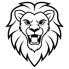 Obraz premium Angry Lion Face Silhouette line art vector illustration art