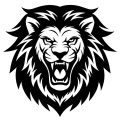 Angry Lion Face Silhouette line art vector illustration art