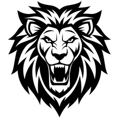 Angry Lion Face Silhouette line art vector illustration art