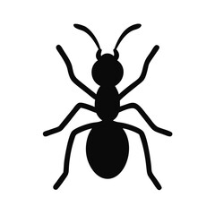 Close-up of an ant in a detailed silhouette style on a white background