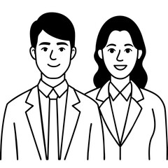 Man And Woman Business Line art vector illustration