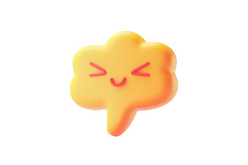 3D Yellow Smiley Cloud Chat Icon | Isolated on Transparent & White Background | PNG File with Transparency