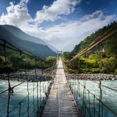 Obraz premium Tibetan bridge, AI generated