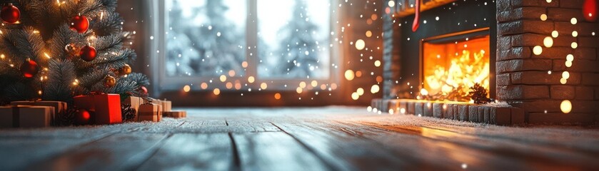 Obraz premium Cozy Christmas scene, holiday element, realistic illustration, warm tones, isolated on white background