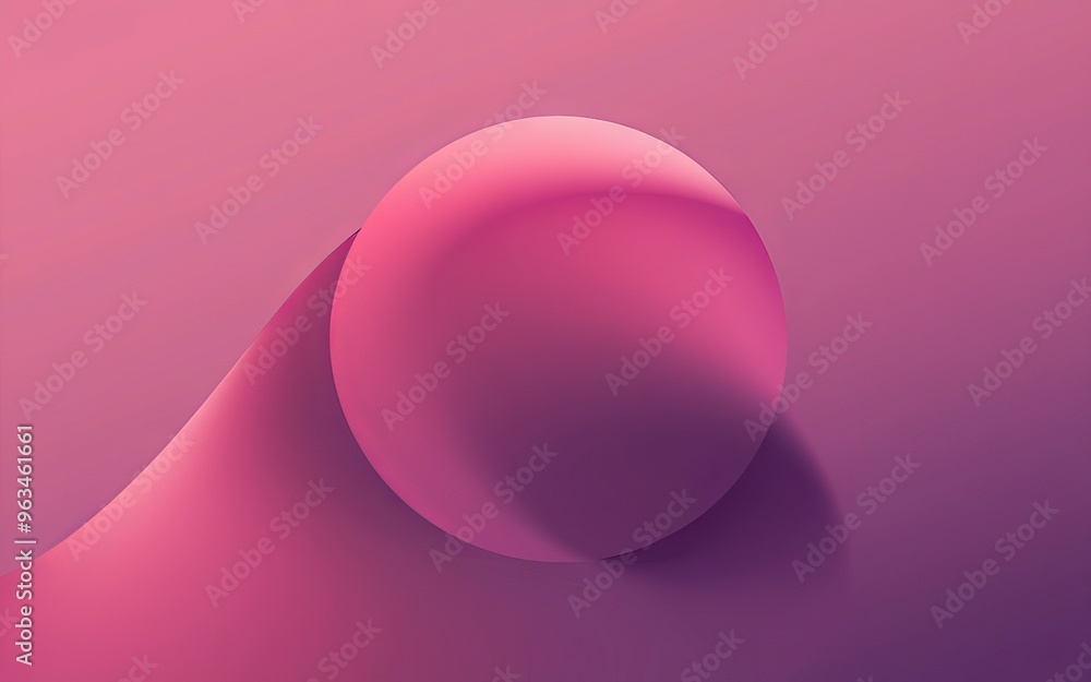 Poster pink sphere abstract. abstract image of a pink sphere on a pink background. the sphere casts a soft 