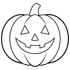 Halloween pumpkin scary jack o lantern line art vector illustration