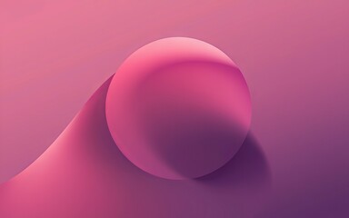 Obraz premium Pink sphere abstract. Abstract image of a pink sphere on a pink background. The sphere casts a soft shadow, creating a sense of depth and dimension.