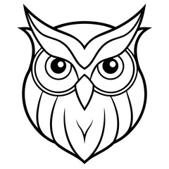 Owl Angry Furious face animal bird silhouette and line art vector art illustration