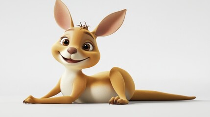 A cute, animated kangaroo character with a friendly expression, designed for entertainment.