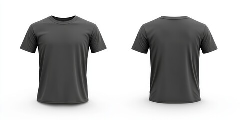 This is a versatile black tshirt mockup that showcases both the front and back views of the tshirt. It is ideal for a variety of uses such as designs, presentations, or promotional materials