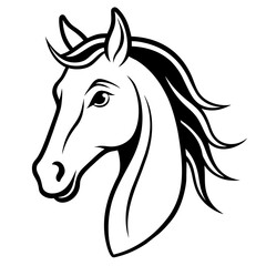 Horse Face real line art silhouette vector illustration drawing