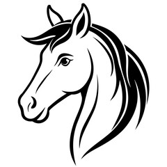 Horse Face real line art silhouette vector illustration drawing