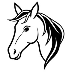 Horse Face real line art silhouette vector illustration drawing