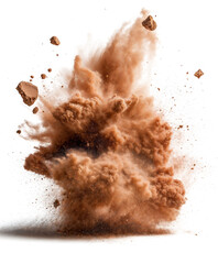 Soil Explosion with Flying Debris, transparent background